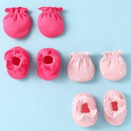 Ben Benny Interlock Knit Mittens & Booties Set with Hearts PrintPack of 2 - Dark Pink & Pink-image-31