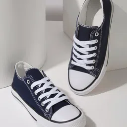 TRUFFLE COLLECTION Canvas Colour Blocked Sneakers - Navy Blue-picture-46