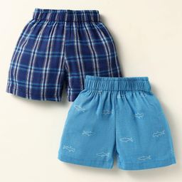 Rikidoos Pack Of 2 Checked & Fish Printed Boxers - Navy & Blue-image-77