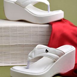 Shoetopia Colour Blocked Platform Heel Sandals - White-image-67