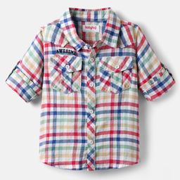 Babyhug 100% Cotton Full Sleeves Checks Shirt - Multicolour-image-18