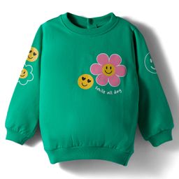 Babyhug Cotton Knit Full Sleeves Sweatshirt With Floral Print - Green-picture-29