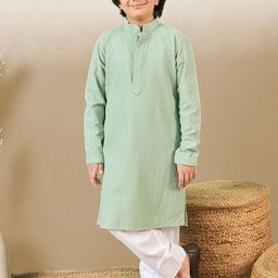 YK Boys Ethnic Motifs Embroidered Regular Chikankari Kurta with Patiala-30