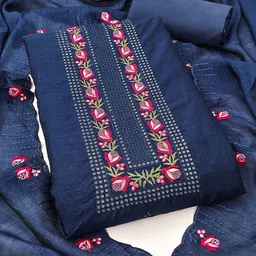 Peachmode Embroidered Unstitched Dress Material-image-75