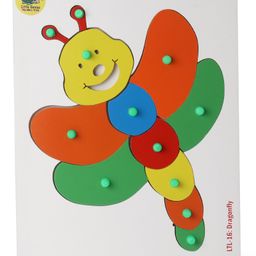 Little Genius Inset Tray Large Dragonfly Knob And Peg Puzzle Multicolour - 12 Pieces image 2