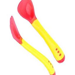 The Cheeky Kidzz Baby Pack of 2 Soft Silicone Feeding Spoon Fork Heat-Resistant Cutlery Spoon Set Safety Self Feeding Learning BPA Free for Babies/New Borns(YELLOW) image 2