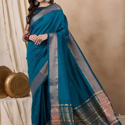 KAVINDI Zari Silk Cotton Banarasi Saree-image-19