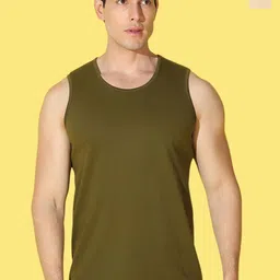 WOOSTRO Pack Of 2 Pure Combed Cotton Gym VestsVWS26(PLAIN RUST)(PLAIN OLIVE)-11