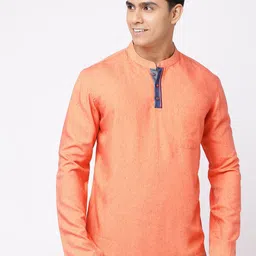 ARCHATTIRE Woven Design Mandarin Collar Pure Cotton Straight Kurta-picture-9