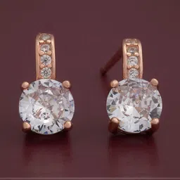 Kushal's Fashion Jewellery 92.5Silver Rose Gold-Plated CZ Studded Studs Earrings-image-22