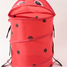 fab n funky Multipurpose Collapsible Lady Bug Print Storage Bag with Lid- Red image 4