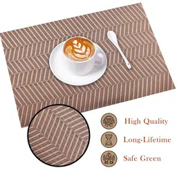 Kuber Industries Placemats Set Of 12 Copper Striped Rectangular Shape Table Mats image 2
