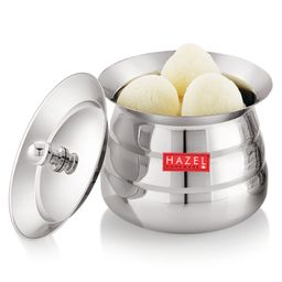 HAZEL Serving Handi with Lid Dal Handi for Serving 500 ml - Silver image 5