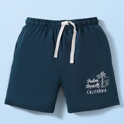 CUCUMBER Sinker Knit Half Sleeves T-Shirt & Short Set With Text Print - Red & Navy Blue image 5
