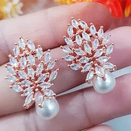 OPUS GEMS Artificial Stones Studded & Beaded Teardrop Shaped Studs-picture-28