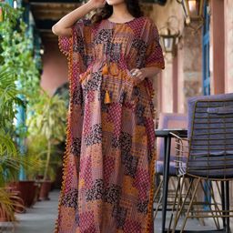 Aujjessa Ethnic Motifs Print Batwing Sleeve Maternity Kaftan Maxi Dress-image-26