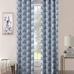 Aura Blue & White Set of 2 Floral Door Curtain-image-95