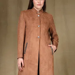 Juelle Mock Collar Single-Breasted Woollen Longline Overcoat-image-67