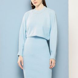 Chemistry Woollen Crop Embellished Neck Sweater With Bodycon Dress Co-Ords-image-89