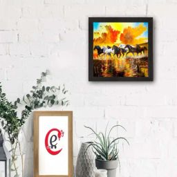 eCraftIndia 7 Running Lucky Horses Design Satin Matt Texture UV Art Painting-14