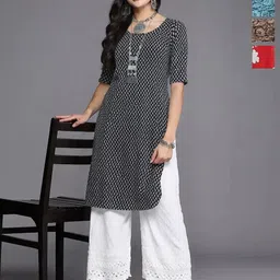 Anouk Rustic Women Pack OF-4 Ethnic Motif Printed Pure Crepe Straight Kurta-image-3