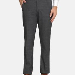 TAHVO Black  Regular Fit Checks Trousers-picture-44