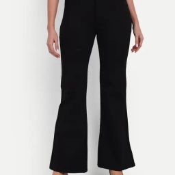 Broadstar Black High Rise Bootcut Flared Trousers-image-116