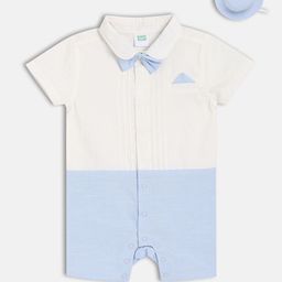 MINI KLUB Infants ColourblockedCotton Half Sleeves Romper With Cap-picture-31