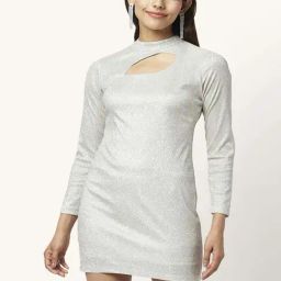 People by Pantaloons Off-White Embellished Bodycon Dress-picture-43