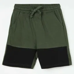 Fame Forever by Lifestyle Kids Olive & Black Cotton Color Block Shorts-image-32
