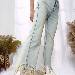 Campus Sutra Women Comfort Flared Mildly Distressed Heavy Fade Stretchable Jeans-image-76