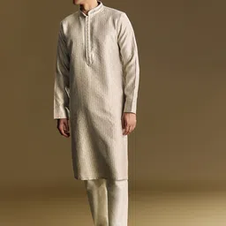 KALKI Fashion Men Yoke Design Regular Kurta with Trousers-picture-45