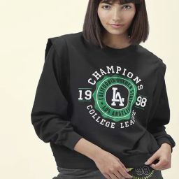 Ajile by Pantaloons Black Cotton Printed Sports Sweatshirt-picture-14