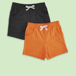 Pantaloons Baby Orange & Grey Cotton Regular Fit Shorts (Pack of 2)-image-7