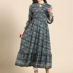 SHOWOFF Green Printed Kurta-image-55