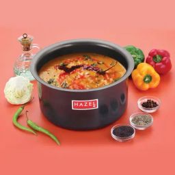 HAZEL Hard Anodised Tope Patila 3mm Aluminium Anodized Boiling Vessels Bhagona Dekchi, 3200 ml,Black-31
