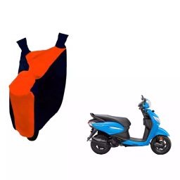 Auto Pearl Waterproof Two Wheeler Cover For Hero MotoCorp Pleasure Plus (Orange & Blue)-74