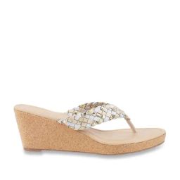Metro Women's Gold Thong Wedges-image-128