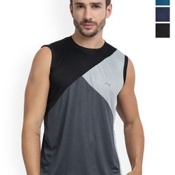 FTX Pack Of 4 Color Blocked Round Neck Sleeveless Gym Innerwear Vests-picture-39