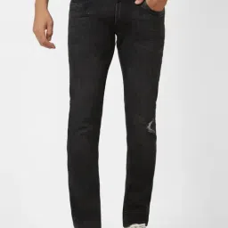 Peter England Jeans Black Cotton Skinny Fit Distressed Jeans-picture-10