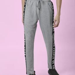 People by Pantaloons Grey Melange Regular Fit Printed Trackpants-48