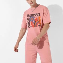 Campus Sutra Pink Regular Fit Oversized Only Human Printed Co-Ord Set-image-7