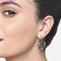 Zaveri Pearls Multicolor Dazzling Stones Party Bling Circular Hollow Drop Earrings-ZPFK16212-10