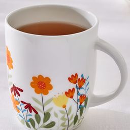 Home Centre White & Orange Coloured Printed Matte Mug 380ml-48