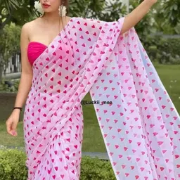GAVUBAA Multicoloured Pure Georgette Leheriya Sarees-picture-38