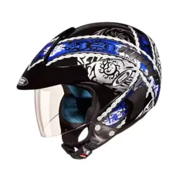 Studds N1 Black Large (580 mm) Open Face Helmet, Marshall D4 Decor-image-37