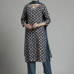 Jaipur Kurti Printed Pure Cotton Kurta with Palazzos & Dupatta-18