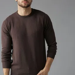 The Roadster Lifestyle Co Men Coffee Brown Solid Sweater-image-93