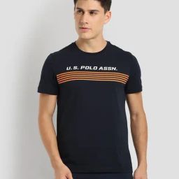 U.S. Polo Assn. Navy Blue Cotton Slim Fit Printed Sports T-Shirt-image-68