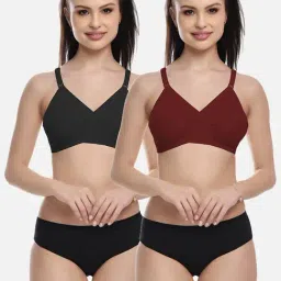 FIMS: Fashion is my Style Black & Maroon Cotton Lingerie Set - Pack Of 2-image-68